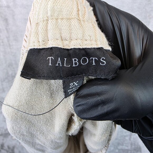 Talbots Pants Womens 2X Beige Linen Tencel Blend Drawstring Elastic Tapered - Picture 9 of 10